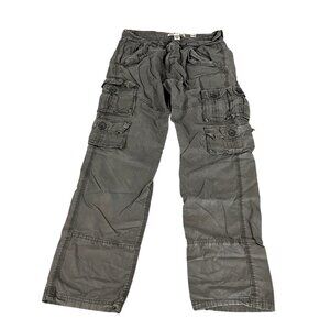 Dash Mens Cargo Pants Size 34/32 Gray Cotton Trousers With Multiple Pockets & Be